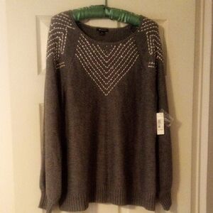 Elegant Gray Sweater with Sparkles NWT